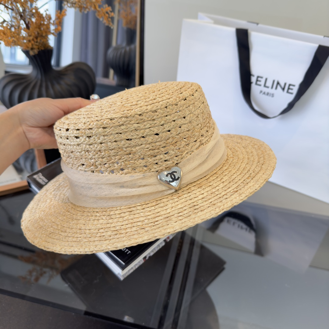 PChanel香奈儿拉菲草帽，旅游必备，头围57cm