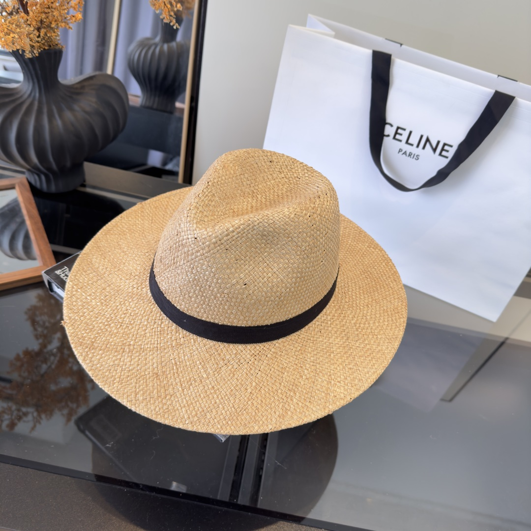 PCeline赛琳新款进口拉菲草帽，旅游必备，头围57cm