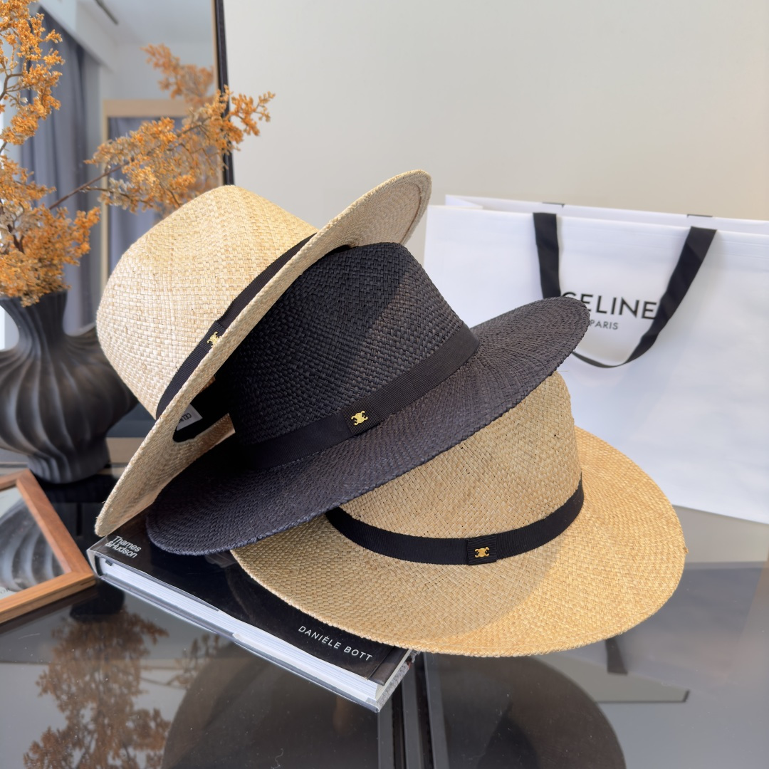 PCeline赛琳新款进口拉菲草帽，旅游必备，头围57cm
