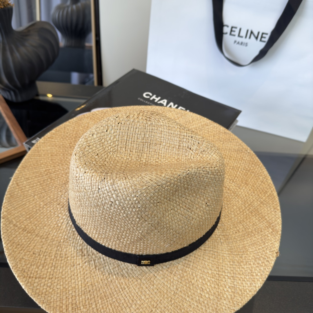PCeline赛琳新款进口拉菲草帽，旅游必备，头围57cm