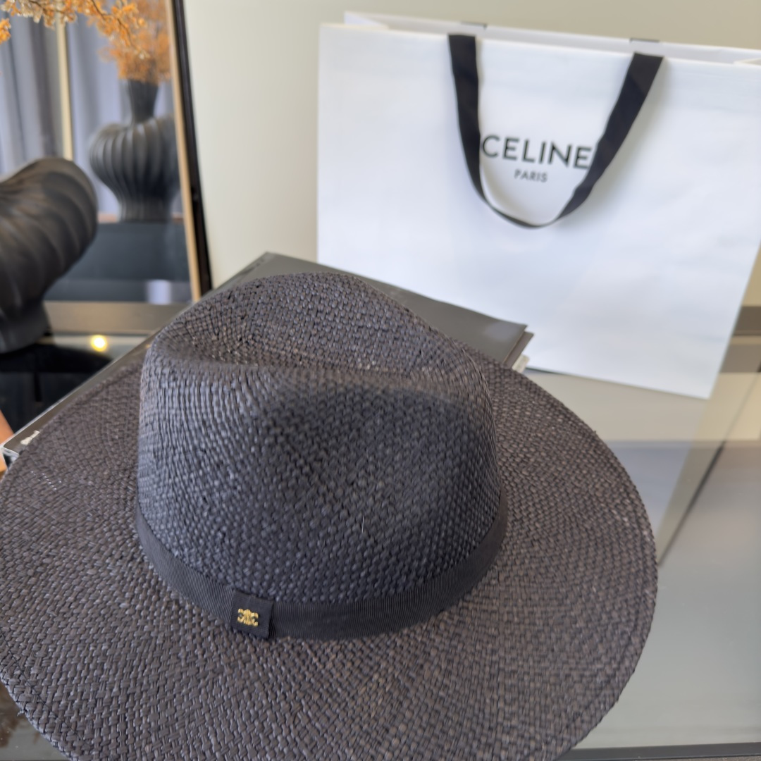 PCeline赛琳新款进口拉菲草帽，旅游必备，头围57cm