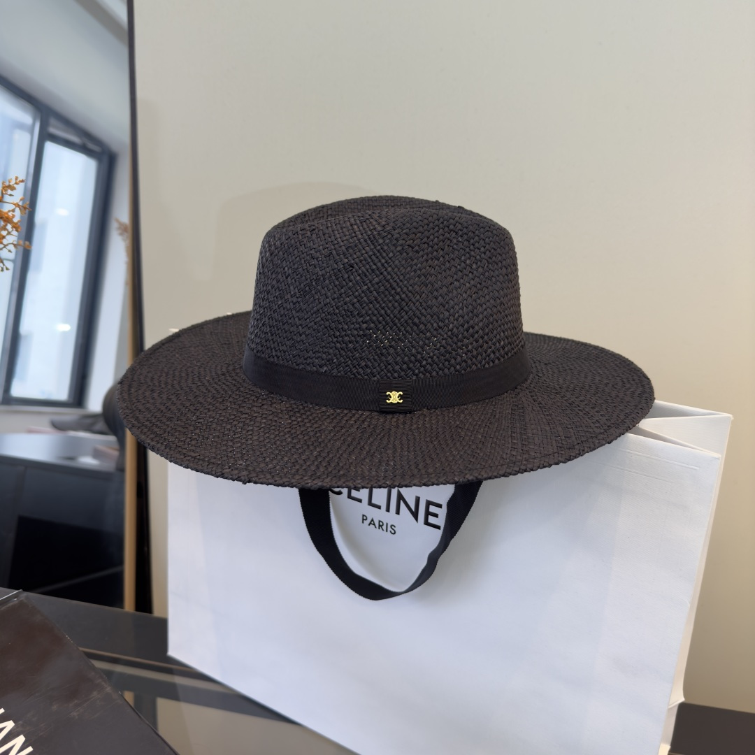PCeline赛琳新款进口拉菲草帽，旅游必备，头围57cm