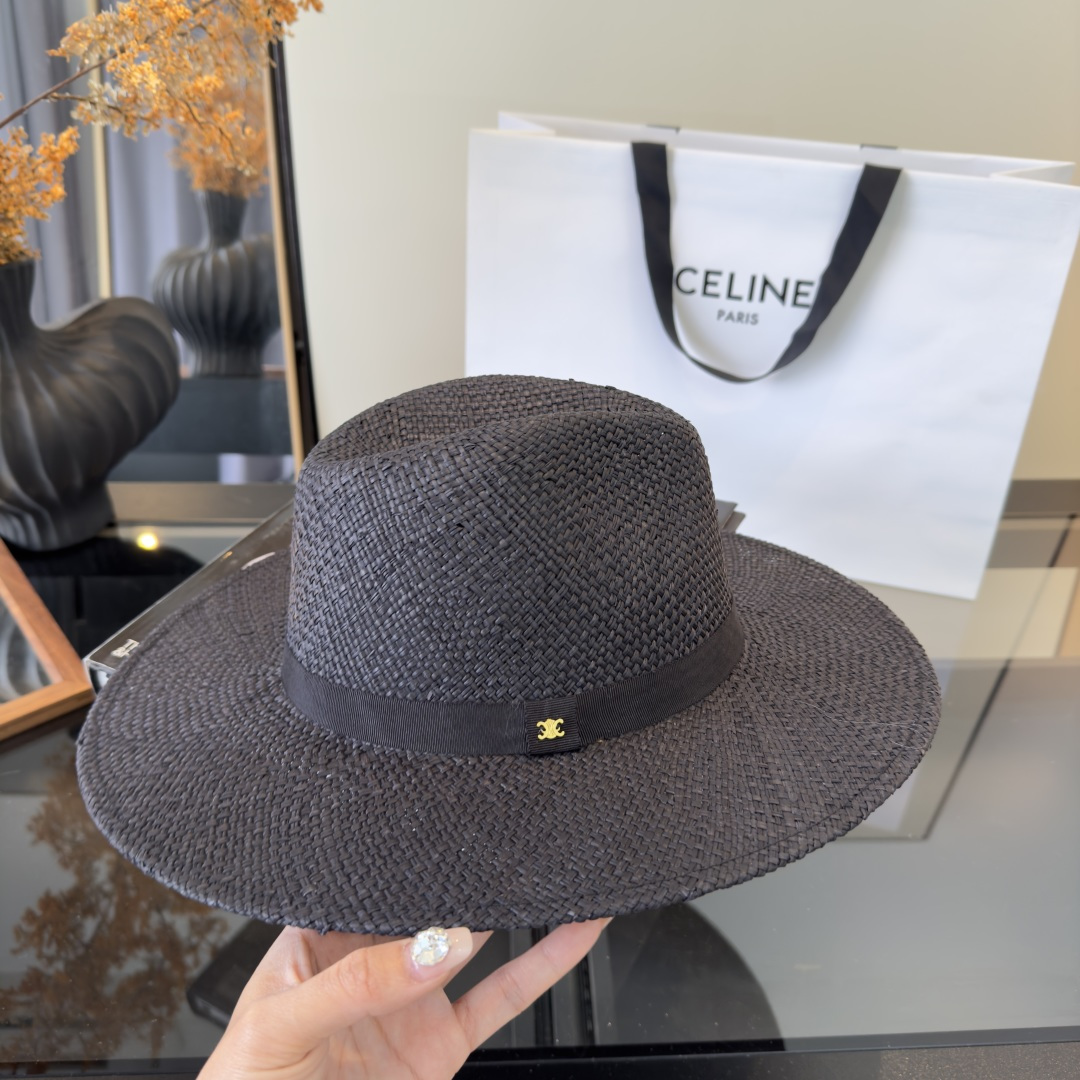 PCeline赛琳新款进口拉菲草帽，旅游必备，头围57cm