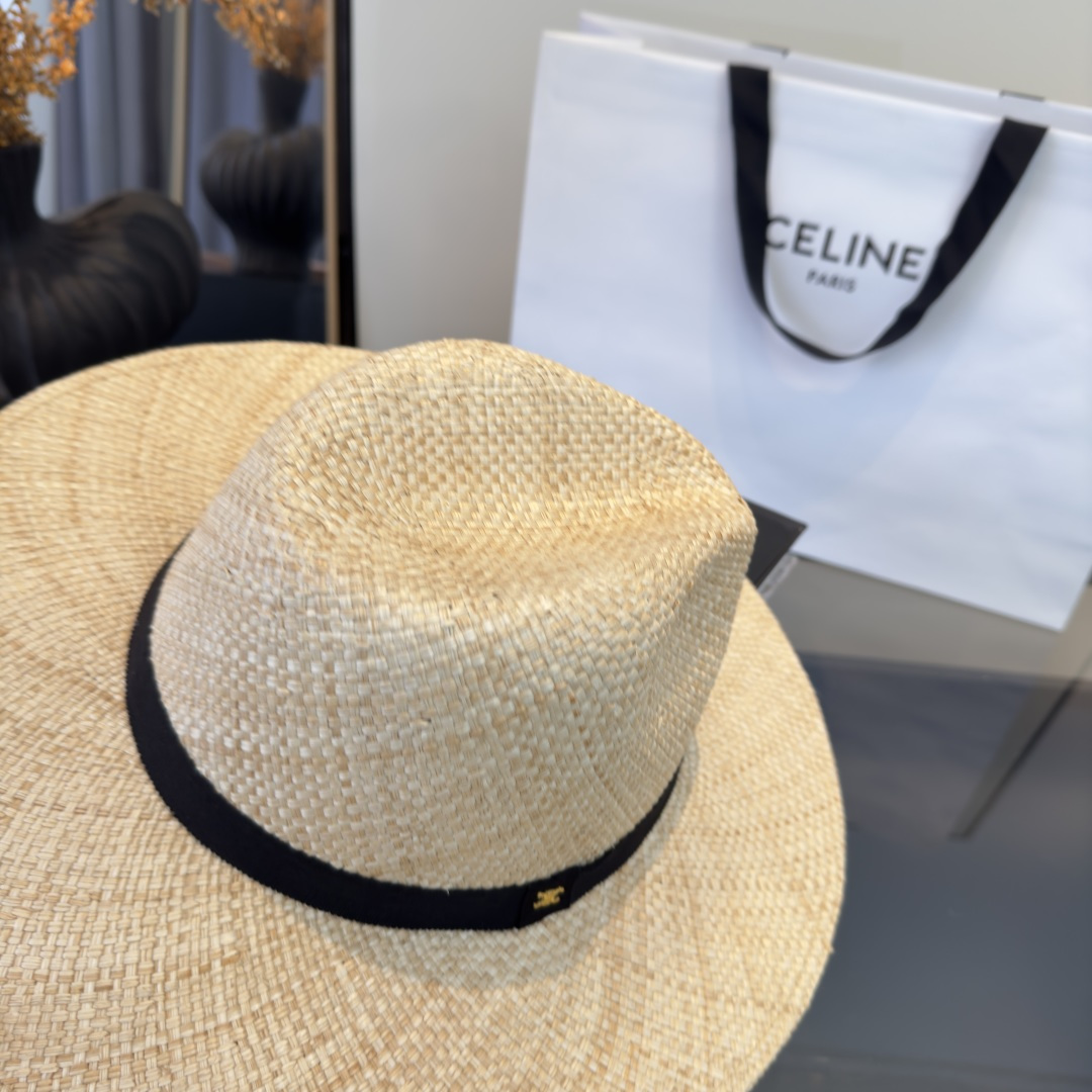 PCeline赛琳新款进口拉菲草帽，旅游必备，头围57cm