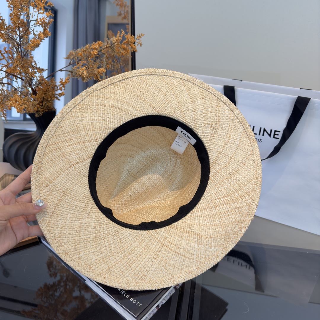 PCeline赛琳新款进口拉菲草帽，旅游必备，头围57cm