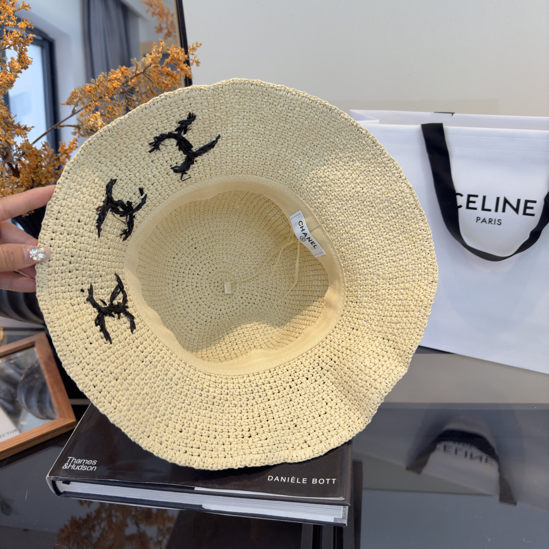 PChanel香奈儿夏款折叠草帽，纯收工钩织，头围57cm，可折叠