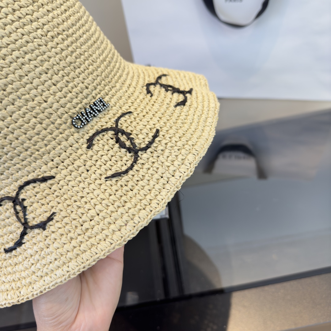 PChanel香奈儿夏款折叠草帽，纯收工钩织，头围57cm，可折叠