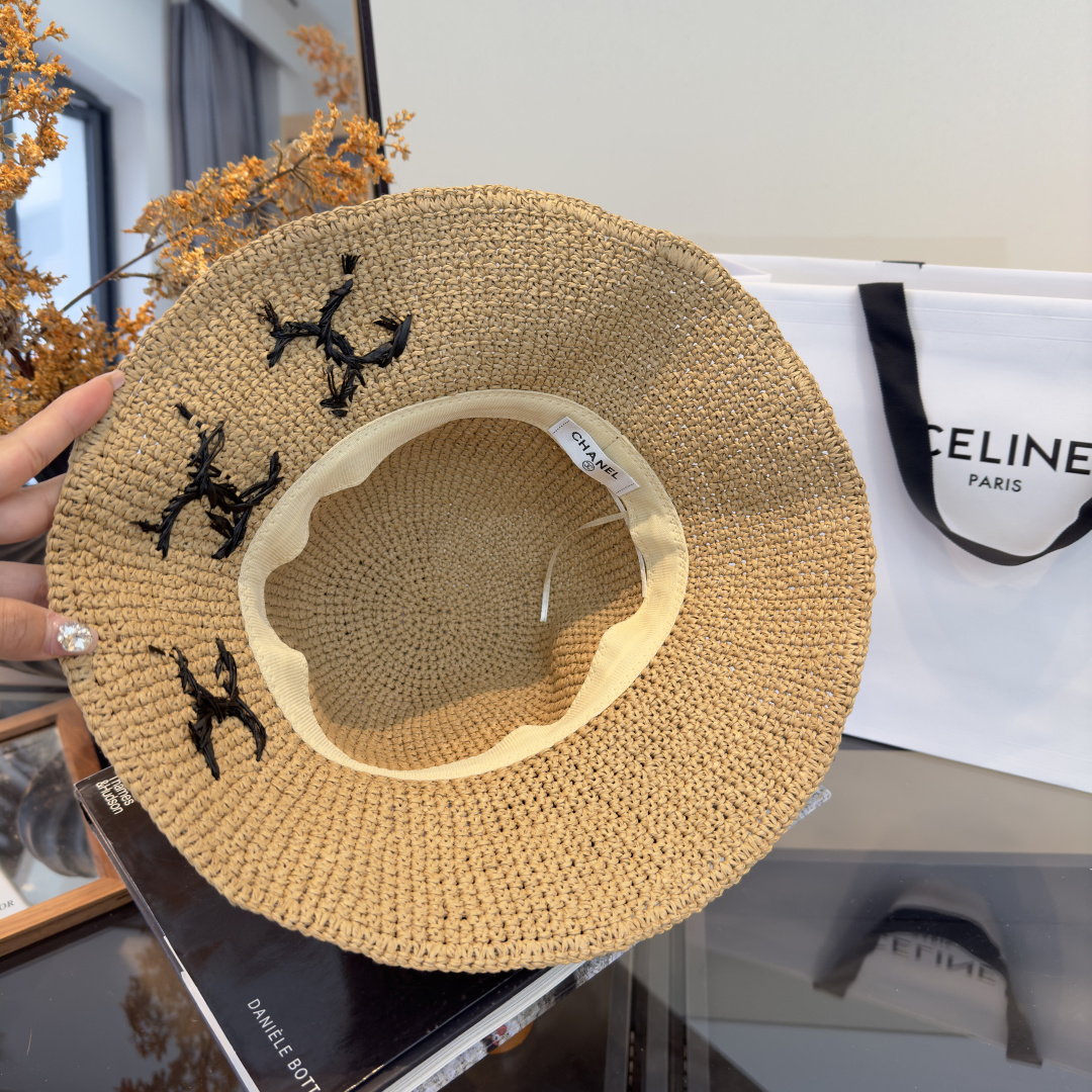 PChanel香奈儿夏款折叠草帽，纯收工钩织，头围57cm，可折叠