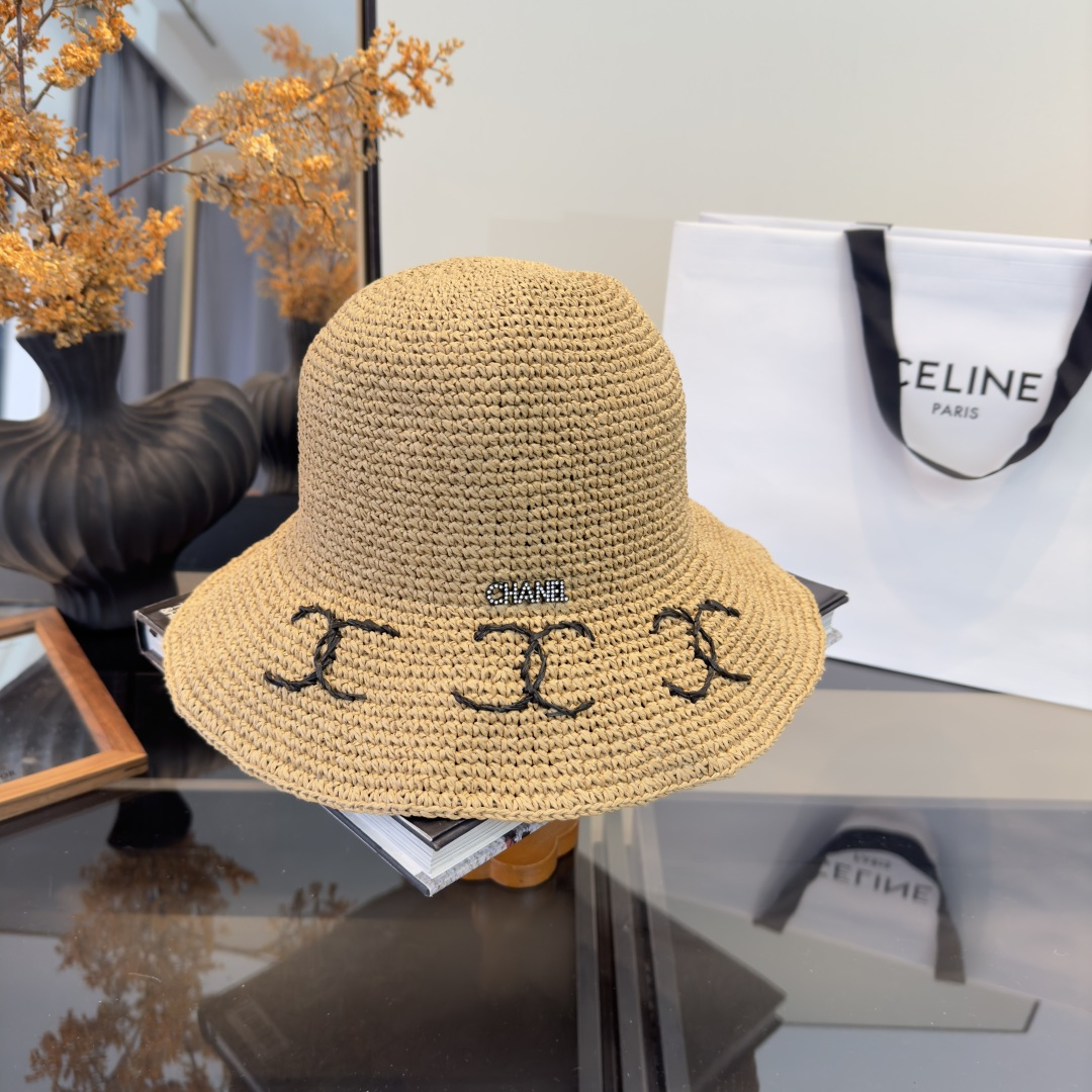 PChanel香奈儿夏款折叠草帽，纯收工钩织，头围57cm，可折叠
