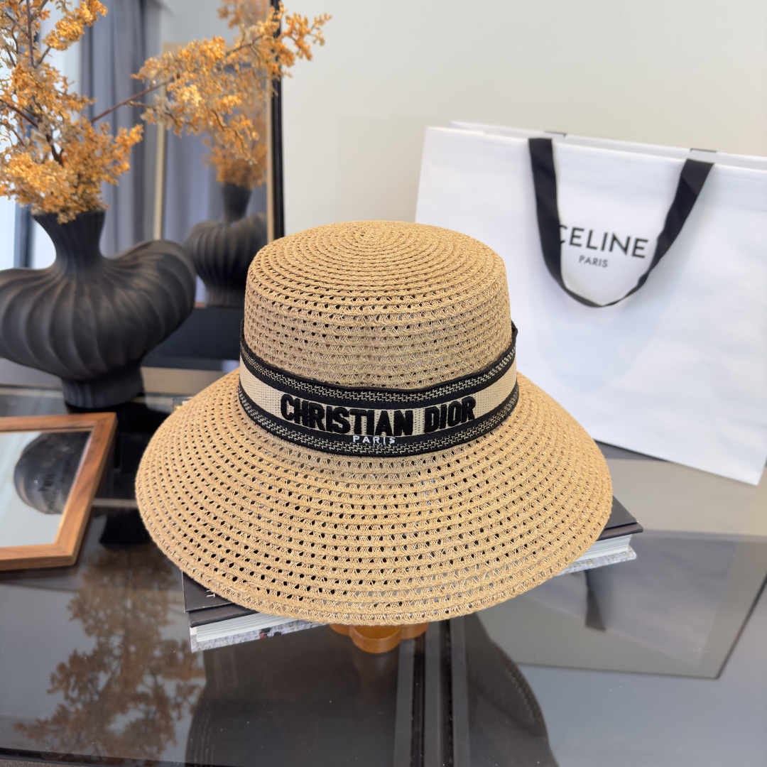 PDior迪奥草帽，镂空礼帽，官方款，一比一定制，字体凹凸有致，非市场普通版本，头围57cm