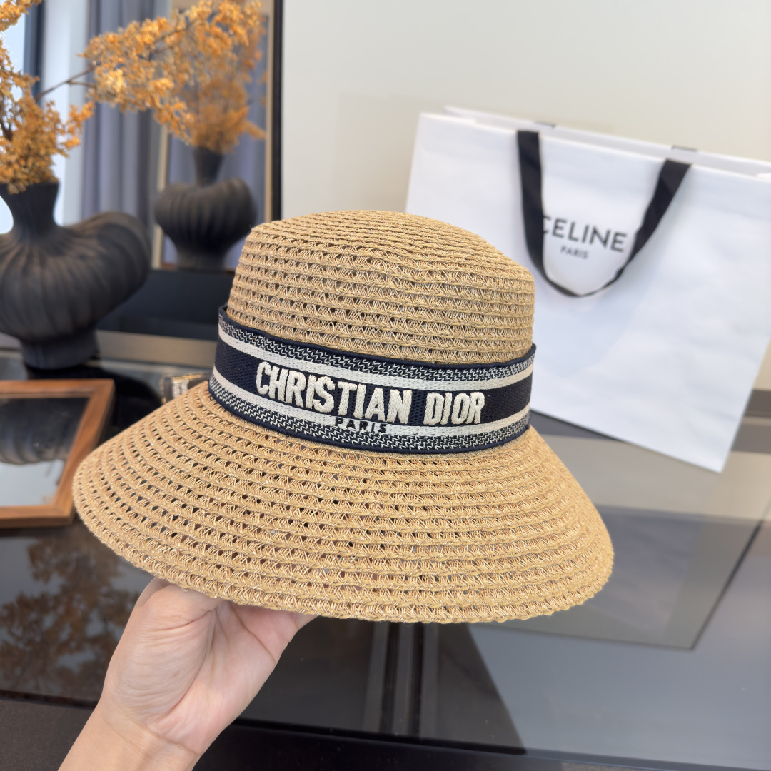 PDior迪奥草帽，镂空礼帽，官方款，一比一定制，字体凹凸有致，非市场普通版本，头围57cm