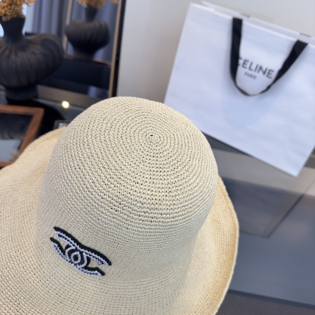 PChanel香奈儿夏款折叠草帽，纯收工钩织，头围57cm，可折叠