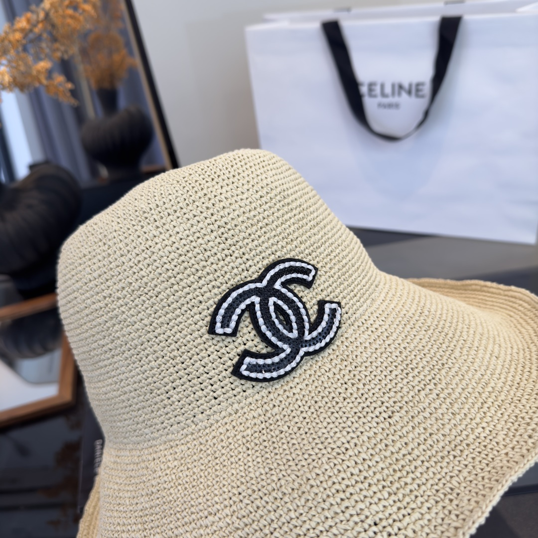 PChanel香奈儿夏款折叠草帽，纯收工钩织，头围57cm，可折叠