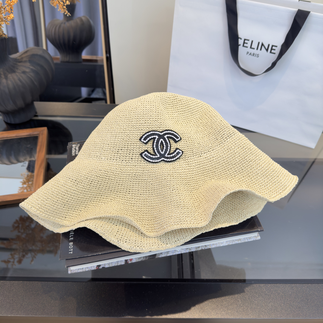 PChanel香奈儿夏款折叠草帽，纯收工钩织，头围57cm，可折叠