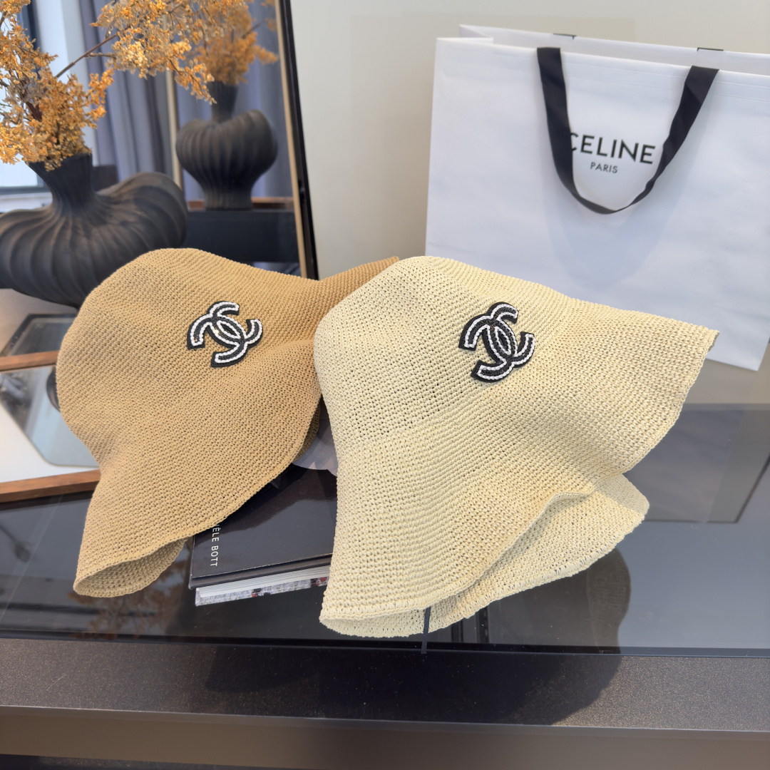 PChanel香奈儿夏款折叠草帽，纯收工钩织，头围57cm，可折叠