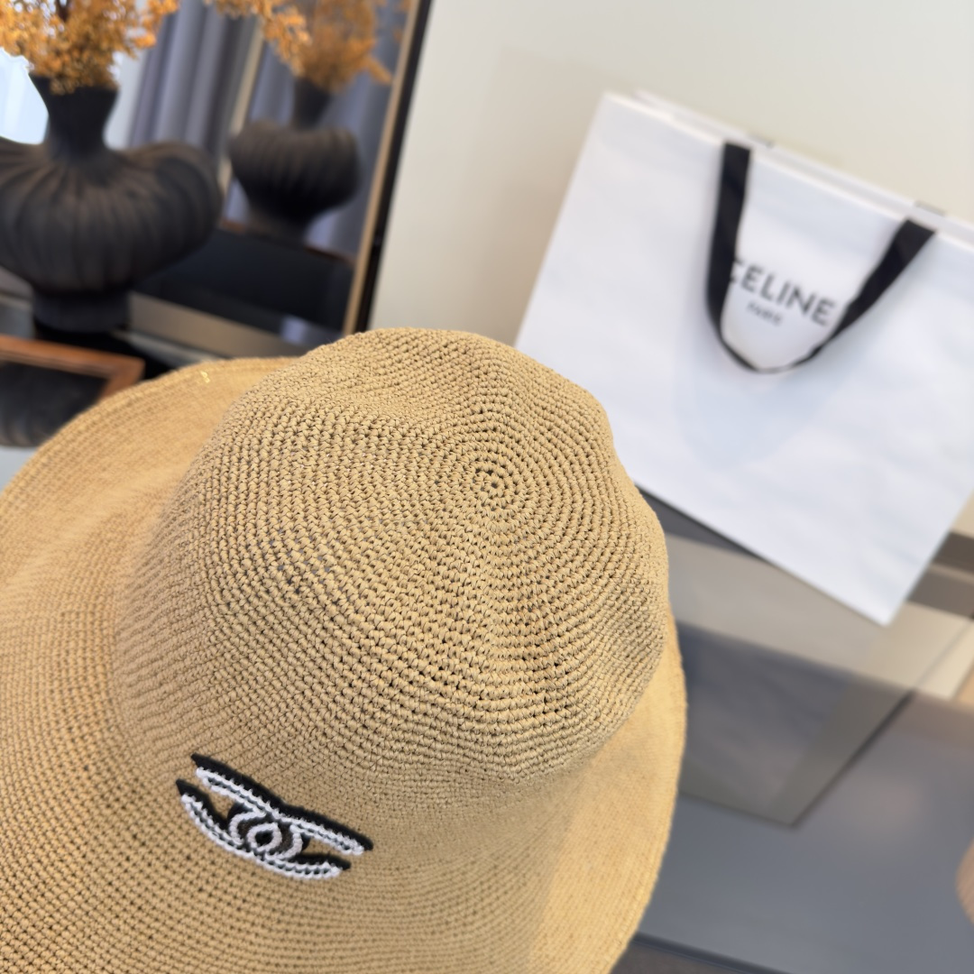 PChanel香奈儿夏款折叠草帽，纯收工钩织，头围57cm，可折叠