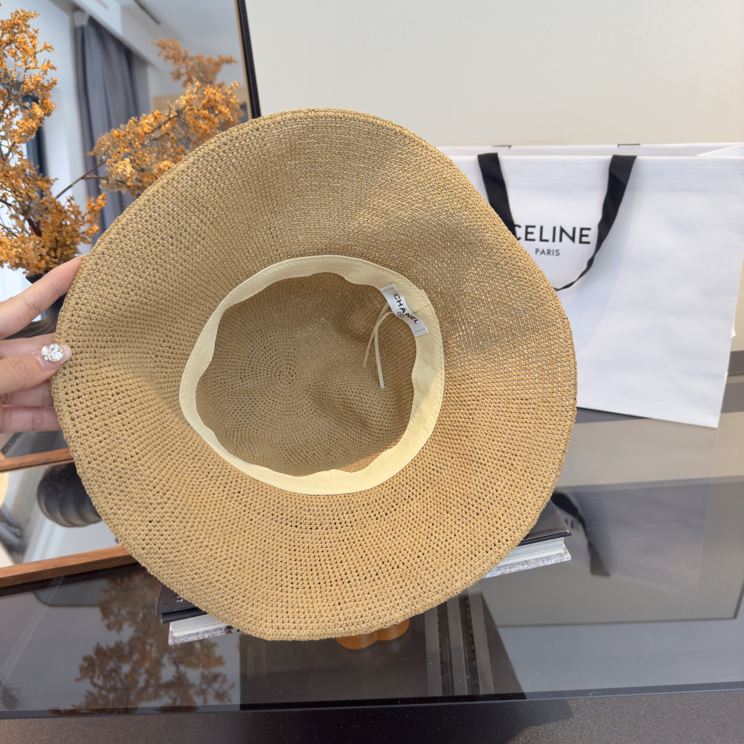 PChanel香奈儿夏款折叠草帽，纯收工钩织，头围57cm，可折叠