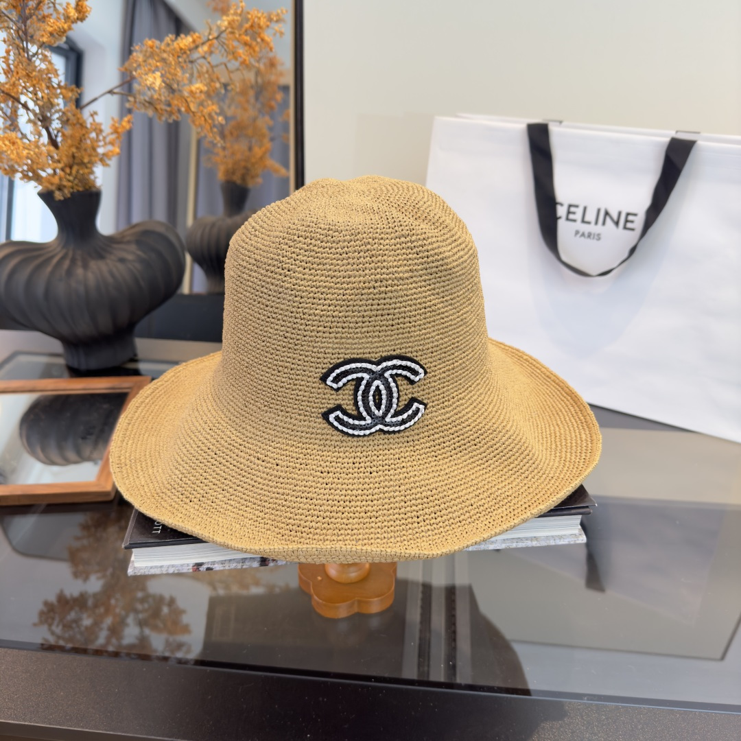PChanel香奈儿夏款折叠草帽，纯收工钩织，头围57cm，可折叠