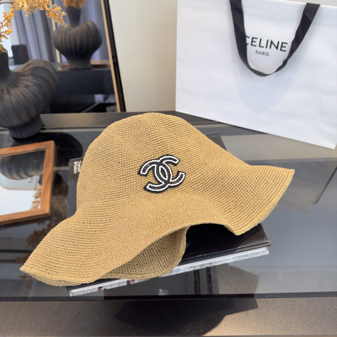 PChanel香奈儿夏款折叠草帽，纯收工钩织，头围57cm，可折叠