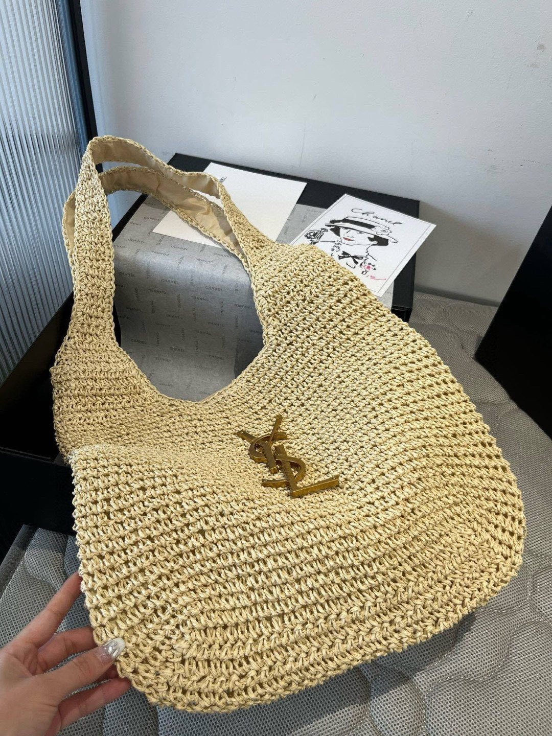pysl 圣罗兰休闲系列草编包，旅游必备