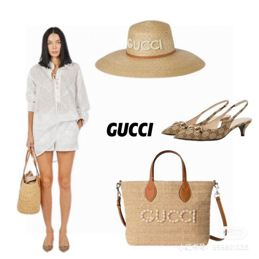 PGucci古奇官方款麦秆草礼帽，官方一比一开模定制，头围57cm