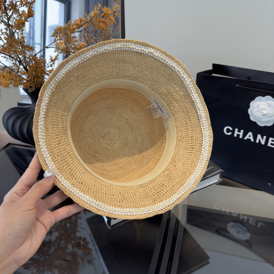 PChanel香奈儿拉菲草帽，纯手工钩织，头围57cm