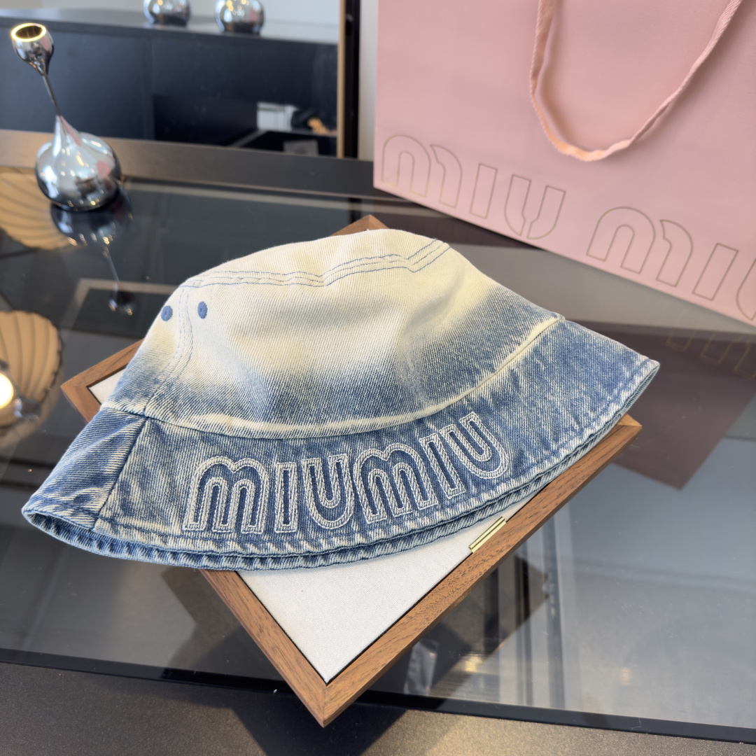 Pmiumiu缪缪新款牛仔渔夫帽，头围57cm