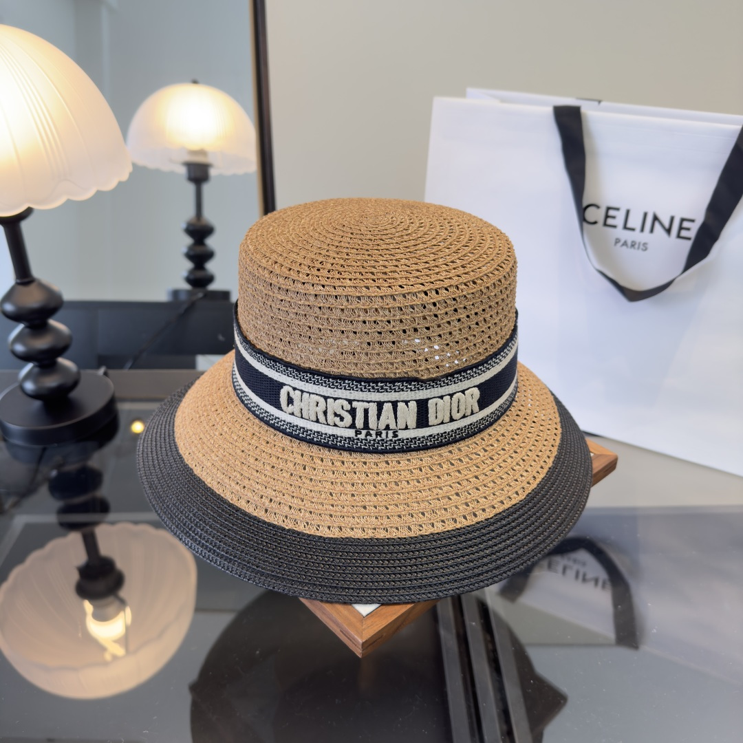 PDior迪奥新款礼帽，台湾PP草帽沿，头围57cm