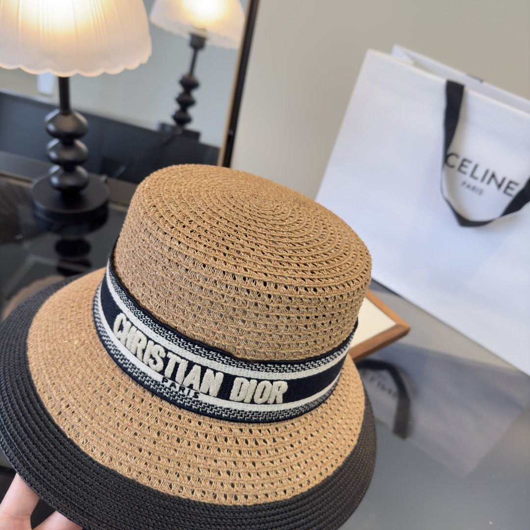 PDior迪奥新款礼帽，台湾PP草帽沿，头围57cm