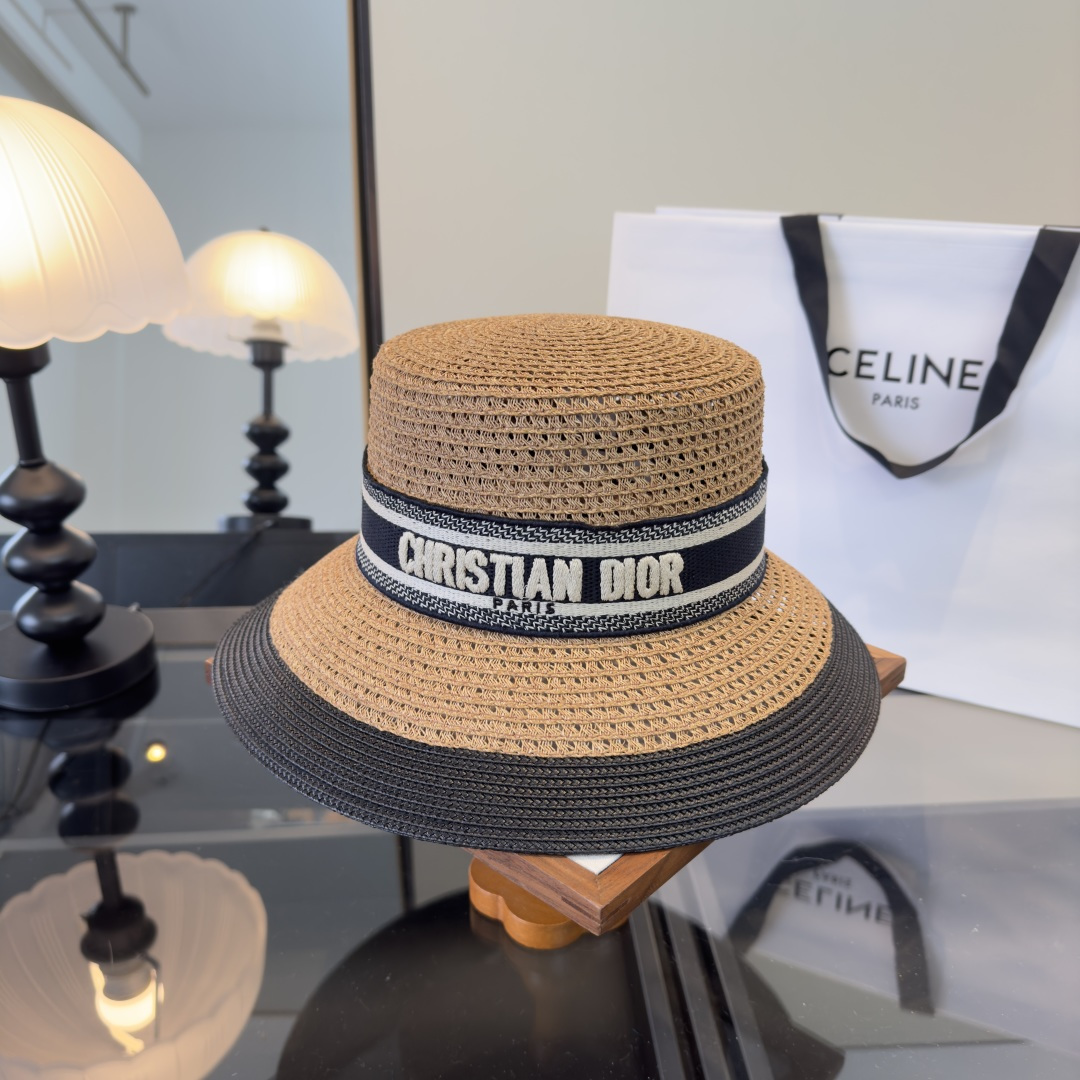 PDior迪奥新款礼帽，台湾PP草帽沿，头围57cm