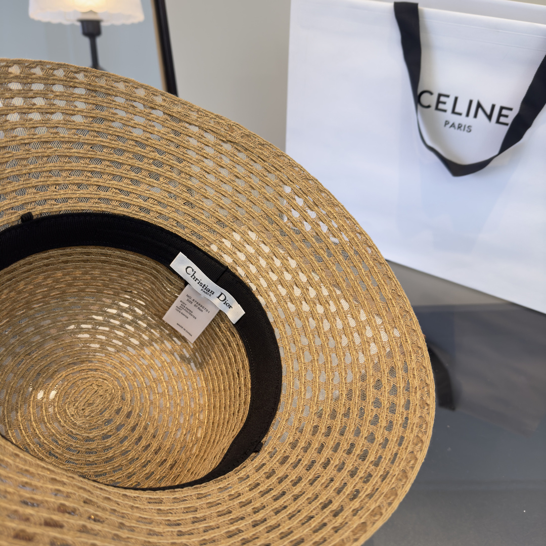 PDior迪奥草帽，镂空礼帽，头围57cm