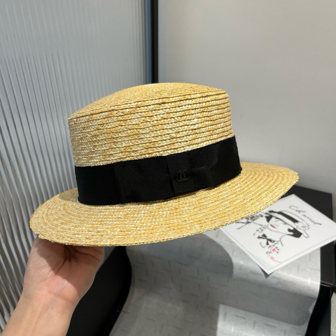 PChanel香奈儿官方款平顶小礼帽，麦杆草制作，头围57cm