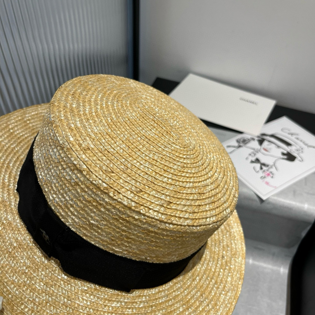 PChanel香奈儿官方款平顶小礼帽，麦杆草制作，头围57cm