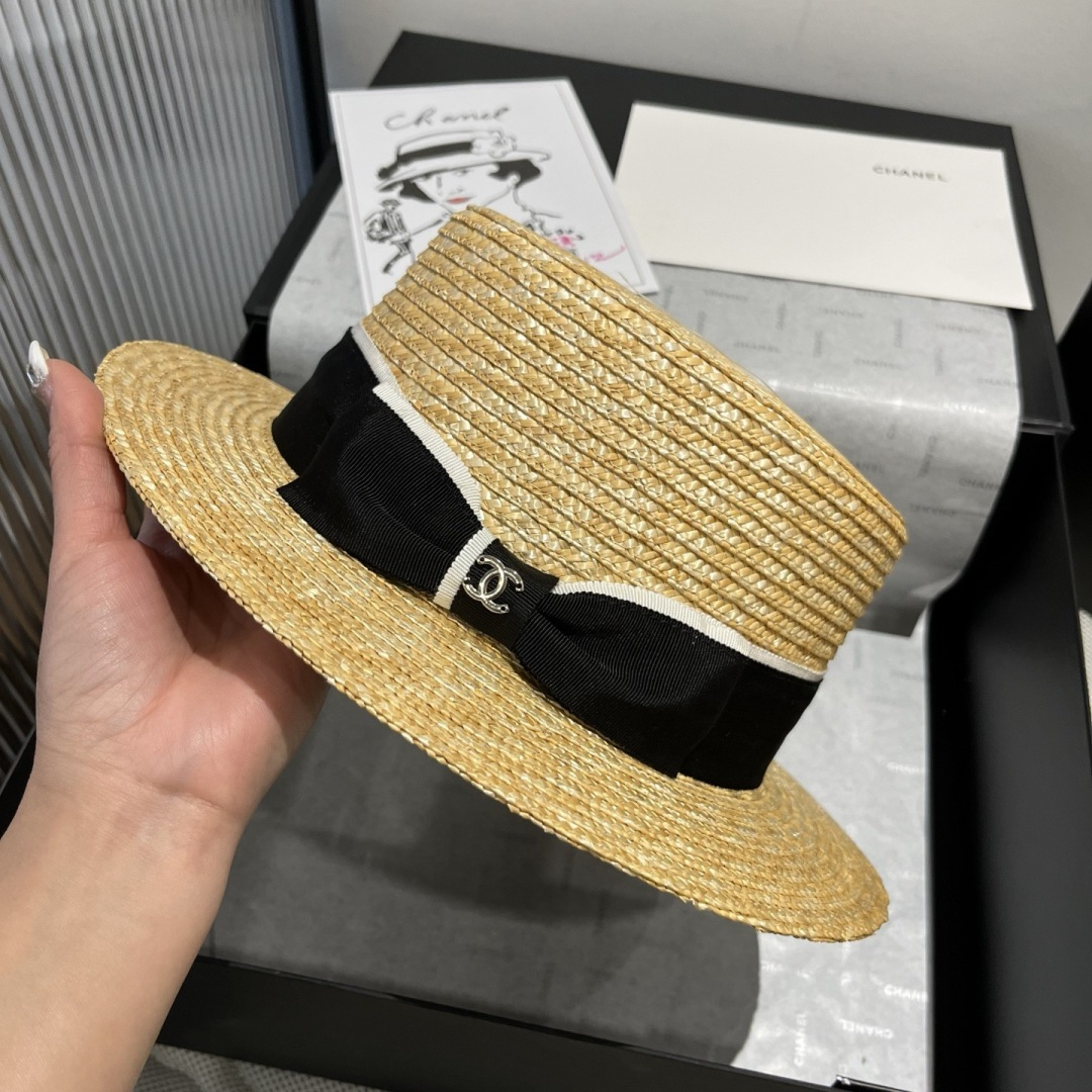 PChanel香奈儿官方款平顶小礼帽，麦杆草制作，头围57cm