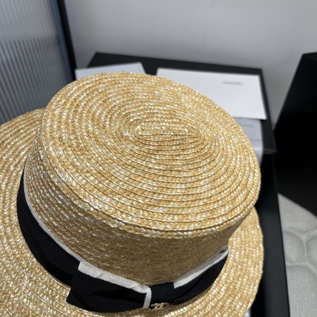 PChanel香奈儿官方款平顶小礼帽，麦杆草制作，头围57cm