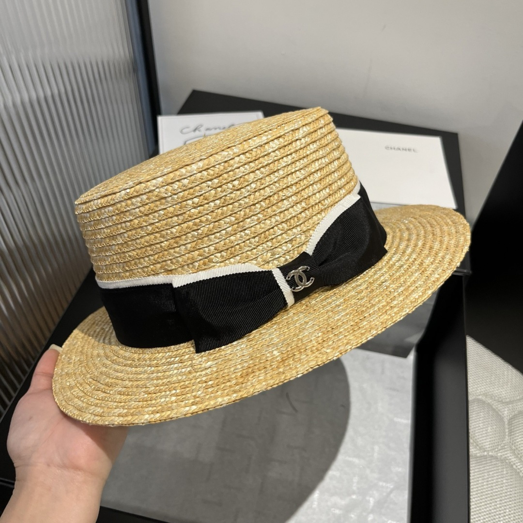 PChanel香奈儿官方款平顶小礼帽，麦杆草制作，头围57cm