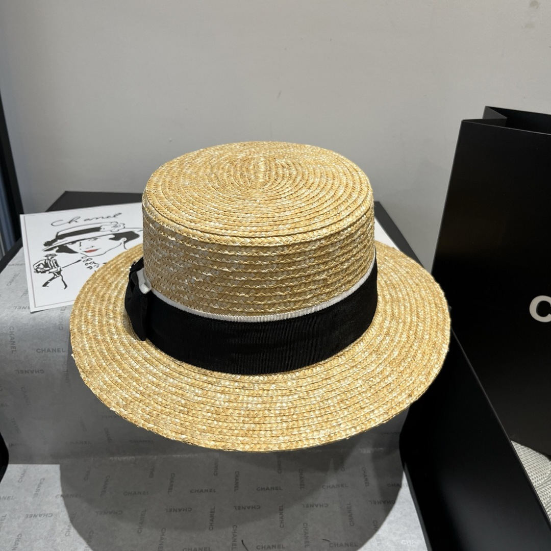 PChanel香奈儿官方款平顶小礼帽，麦杆草制作，头围57cm