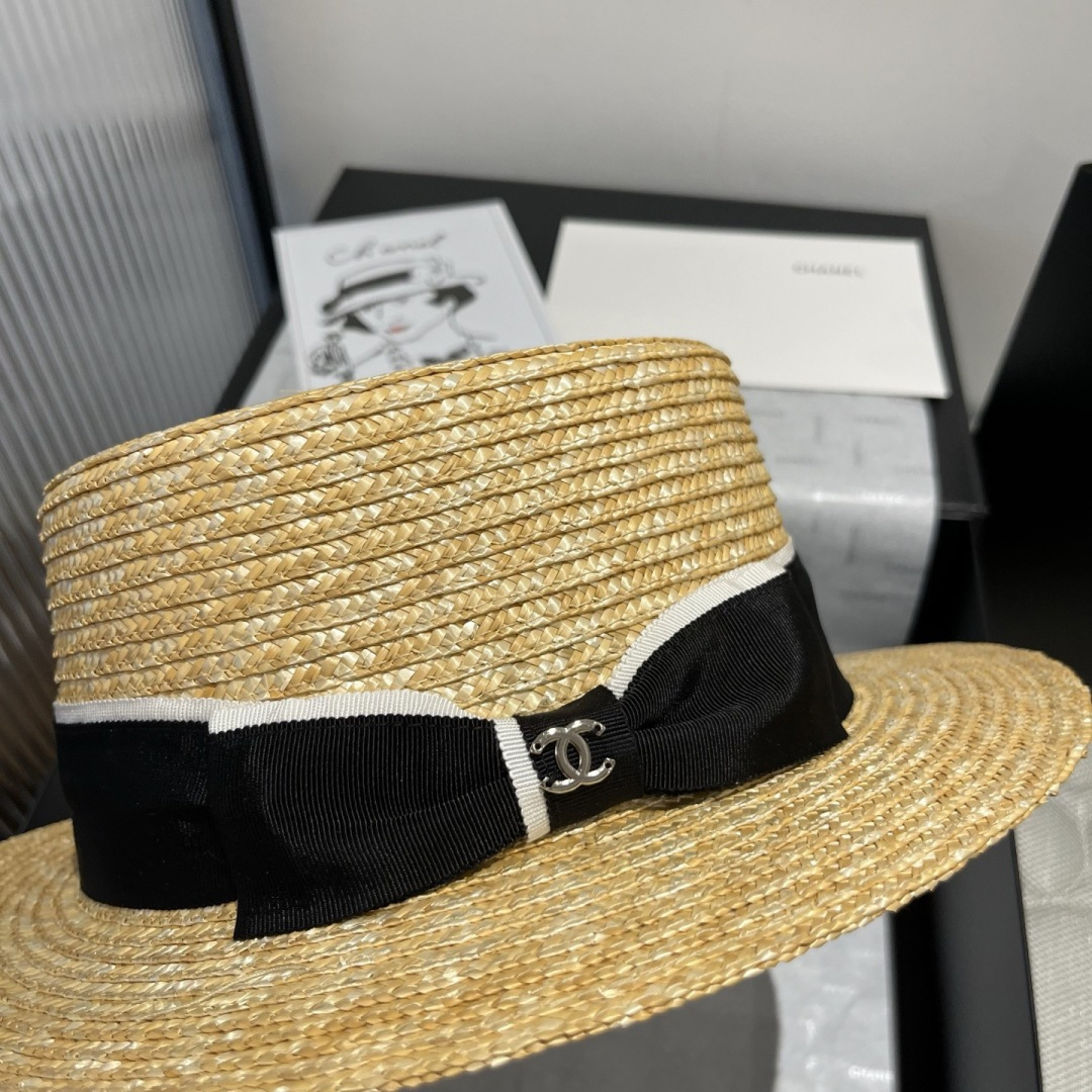 PChanel香奈儿官方款平顶小礼帽，麦杆草制作，头围57cm