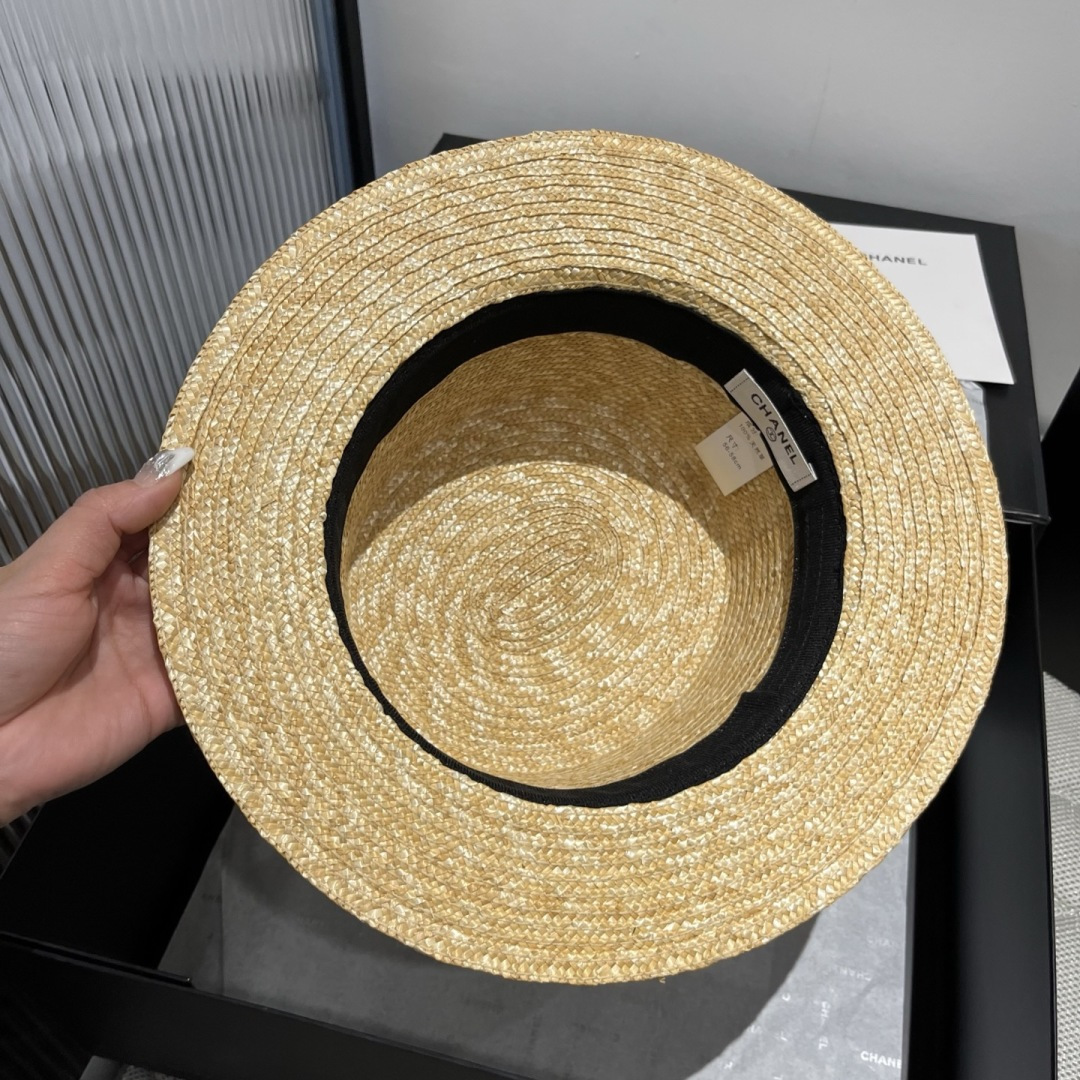 PChanel香奈儿官方款平顶小礼帽，麦杆草制作，头围57cm