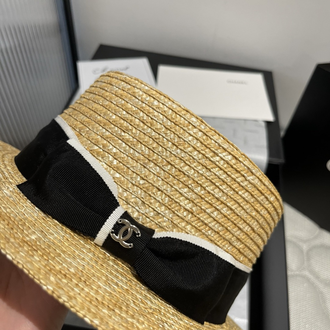 PChanel香奈儿官方款平顶小礼帽，麦杆草制作，头围57cm