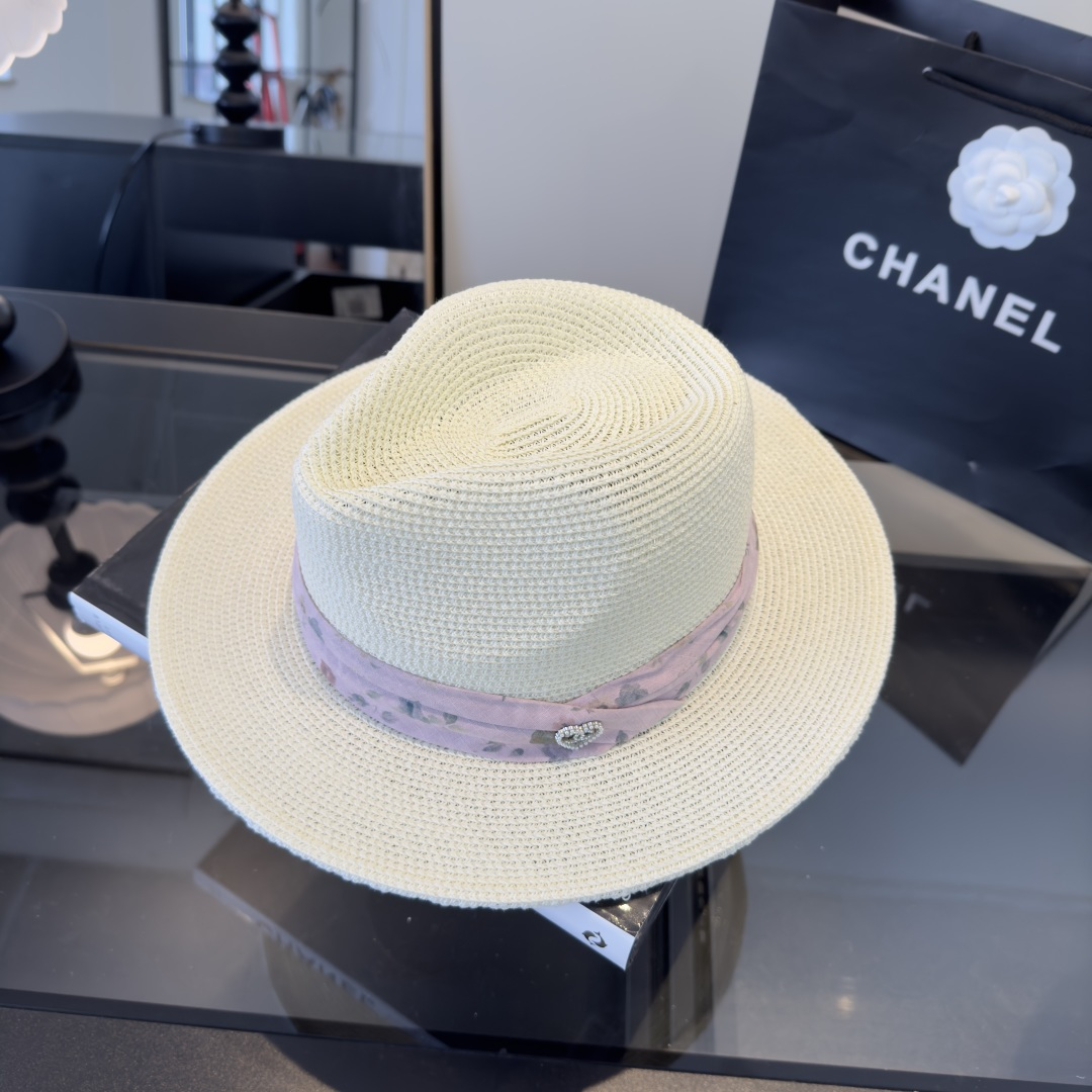 PChanel香奈儿新款平顶草帽，日本纸草制作，夏日百搭