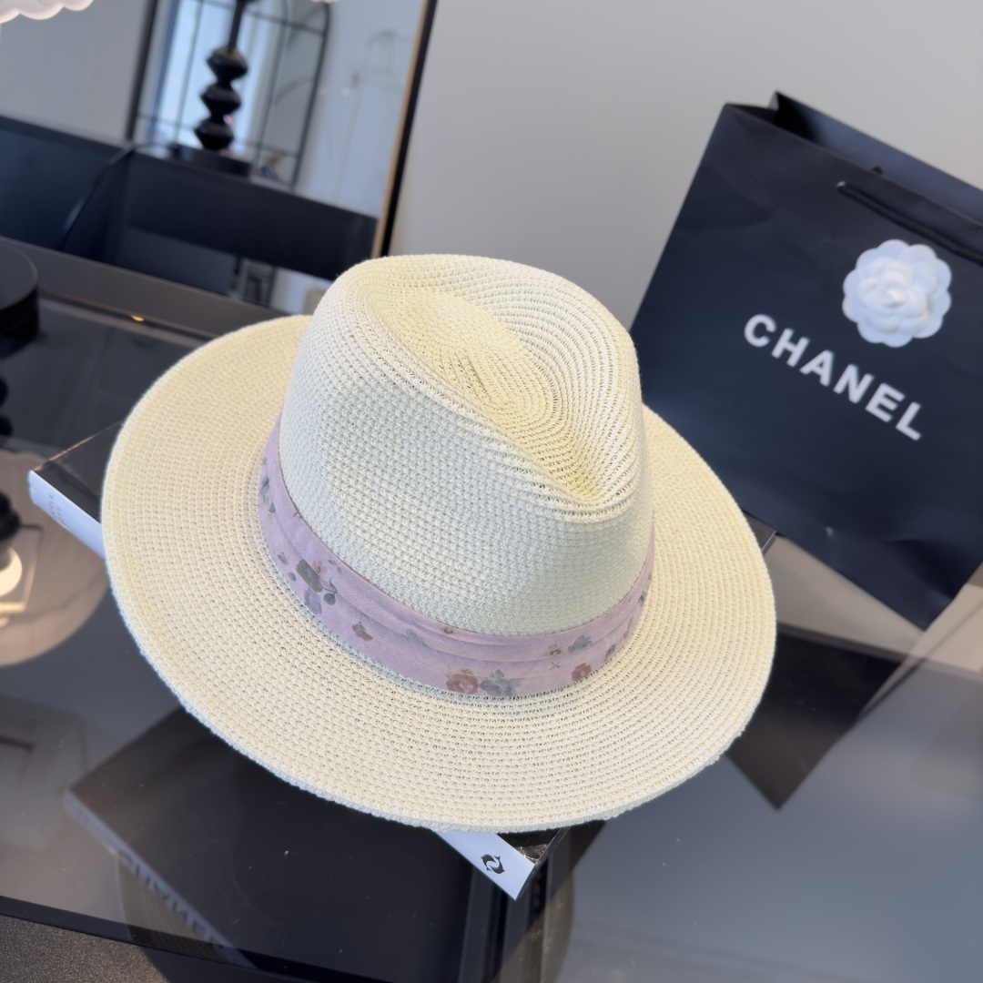 PChanel香奈儿新款平顶草帽，日本纸草制作，夏日百搭