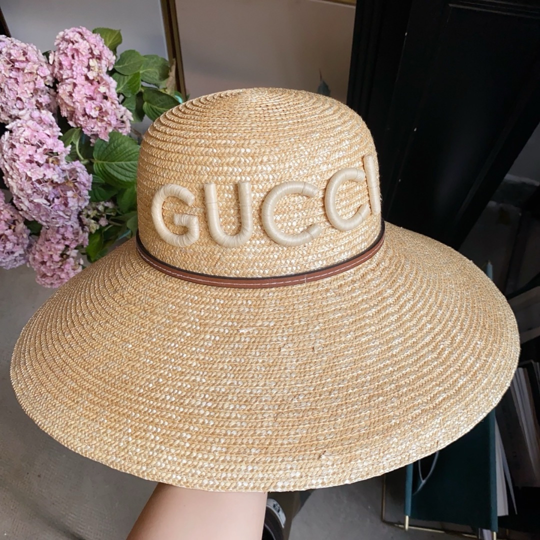 P🪄独订制GUCCI专柜同款 麦秆草盆帽🖤 复古 法式浪漫风✌️出游度假拍照必备单品📸超级出片