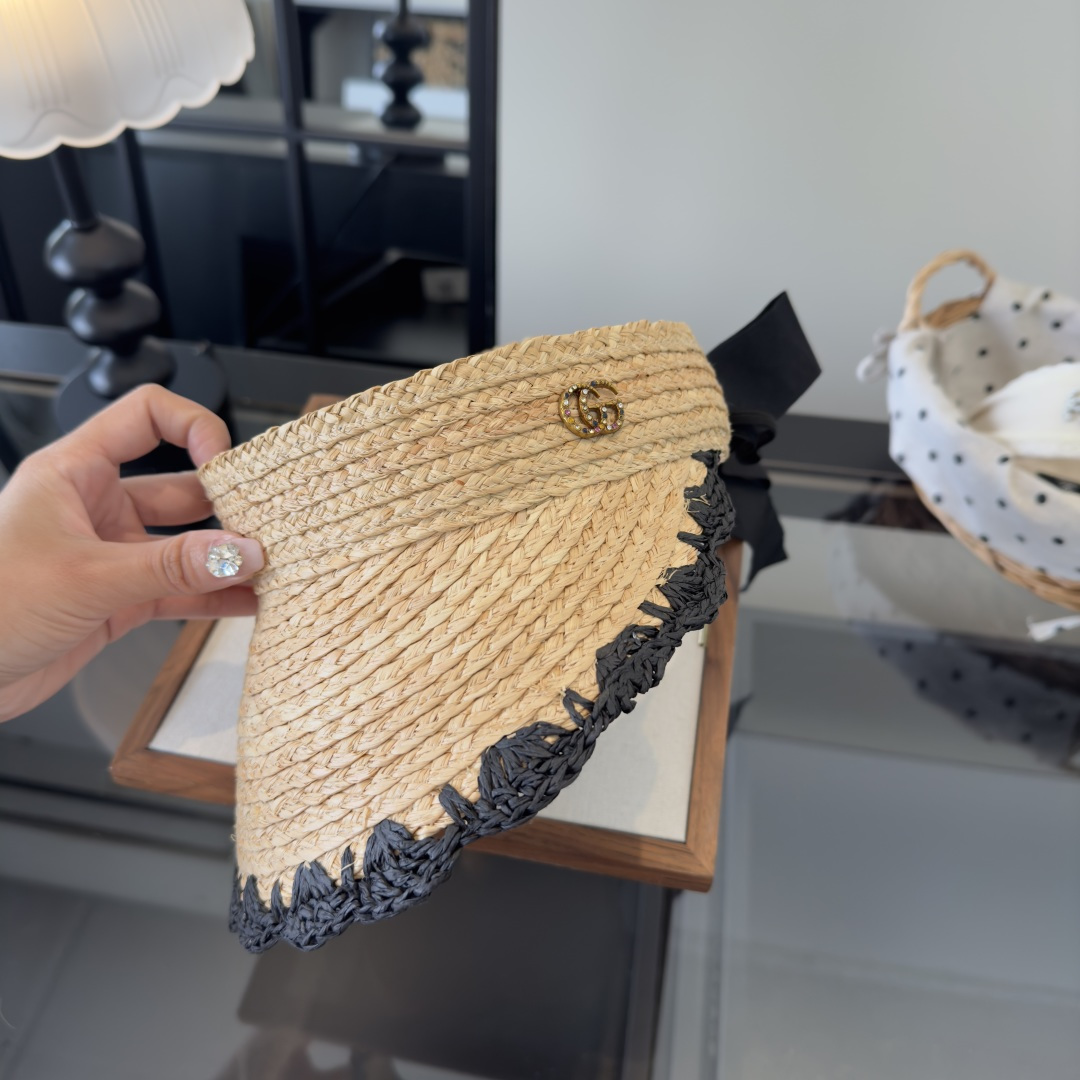 PGucci古奇新款草编空顶遮阳帽，夏日必备！