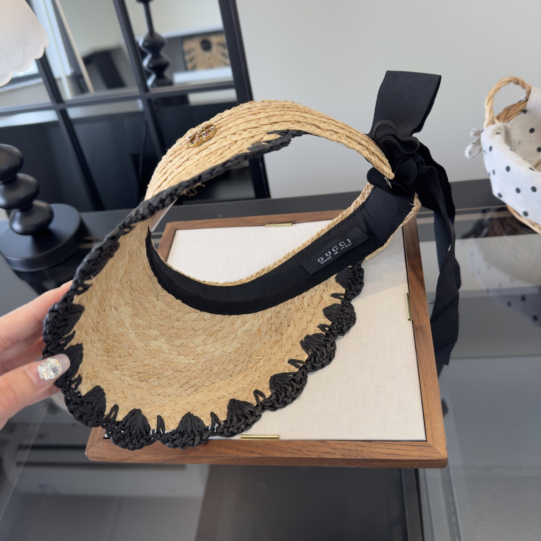 PGucci古奇新款草编空顶遮阳帽，夏日必备！