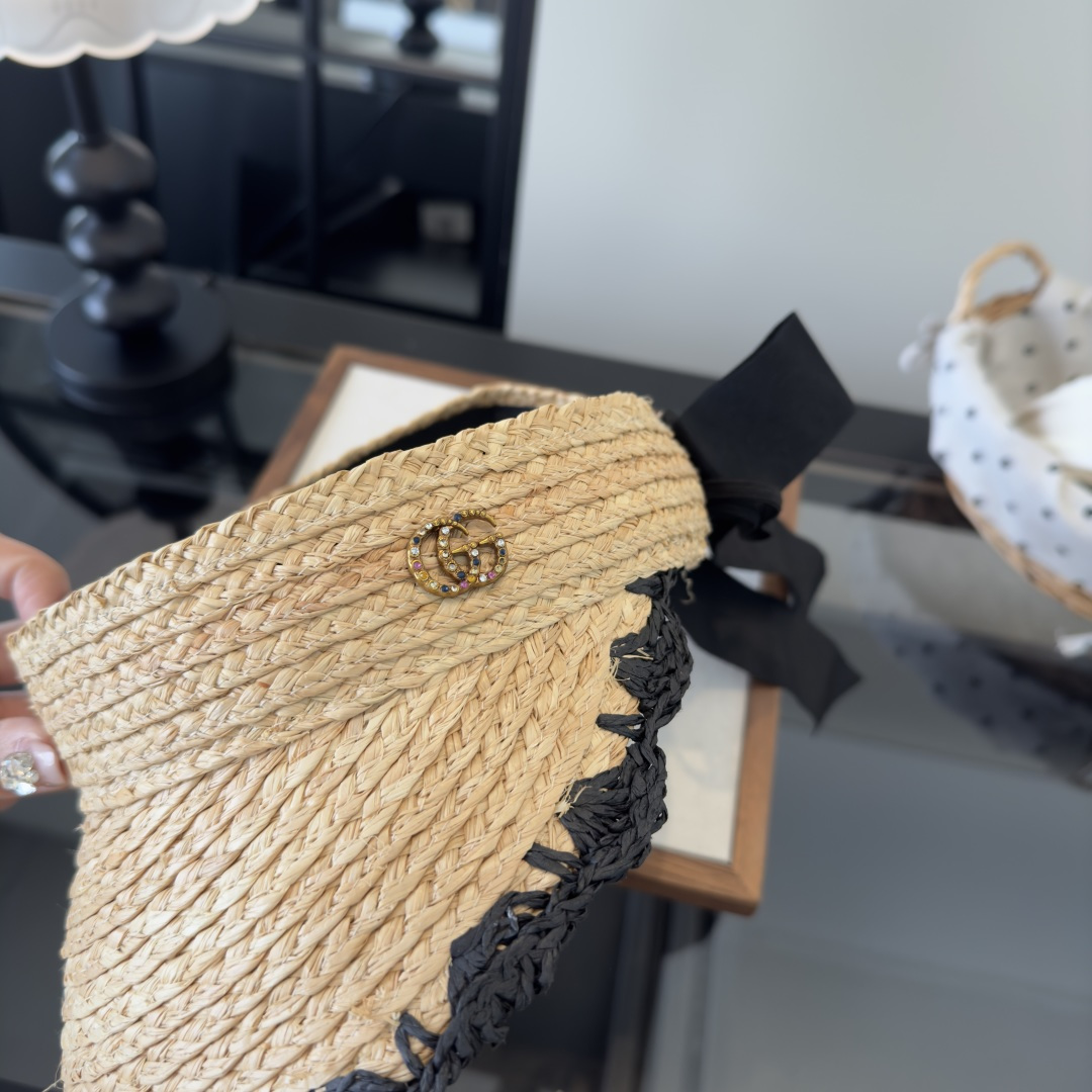 PGucci古奇新款草编空顶遮阳帽，夏日必备！