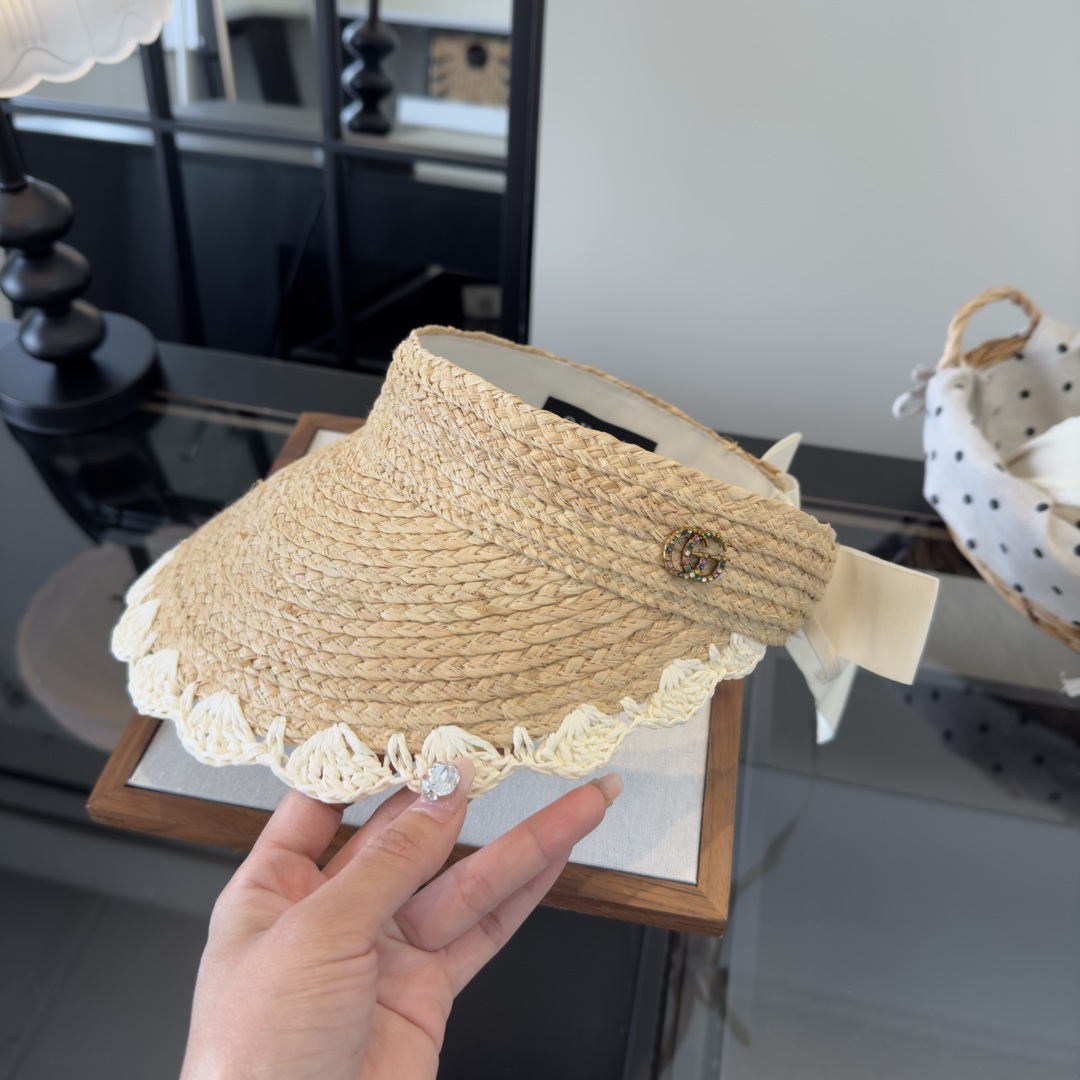 PGucci古奇新款草编空顶遮阳帽，夏日必备！