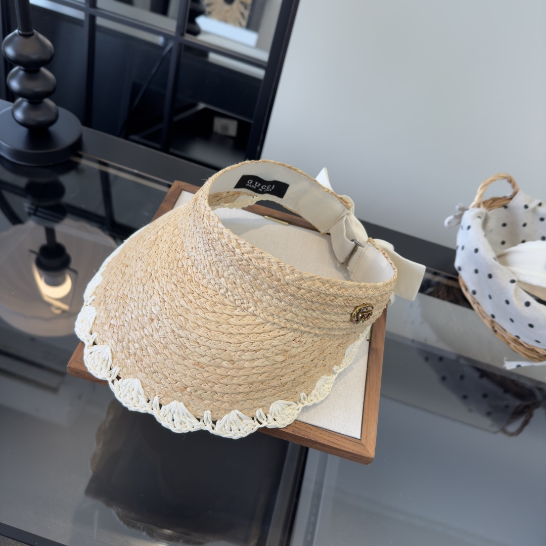 PGucci古奇新款草编空顶遮阳帽，夏日必备！