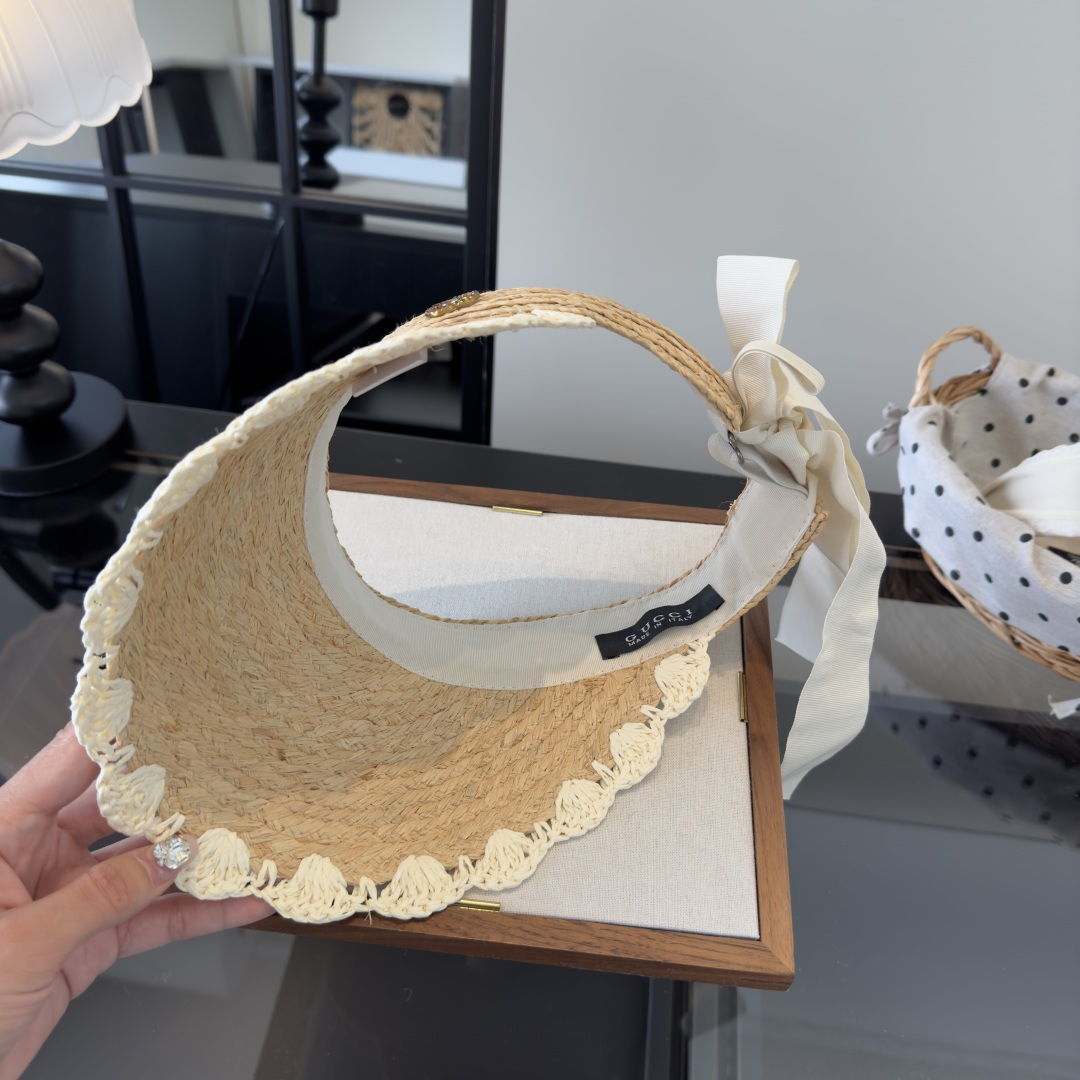 PGucci古奇新款草编空顶遮阳帽，夏日必备！