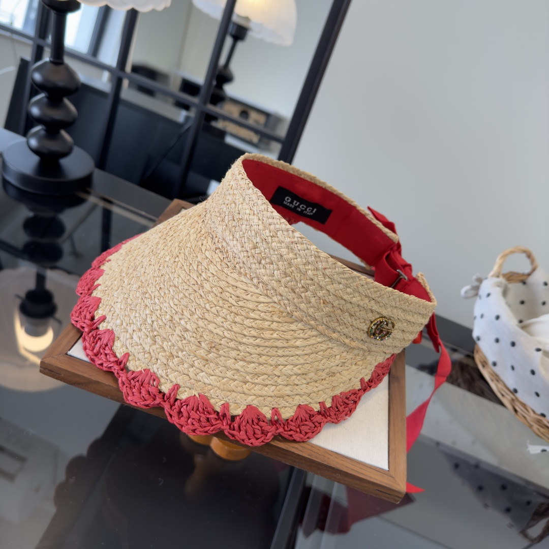 PGucci古奇新款草编空顶遮阳帽，夏日必备！